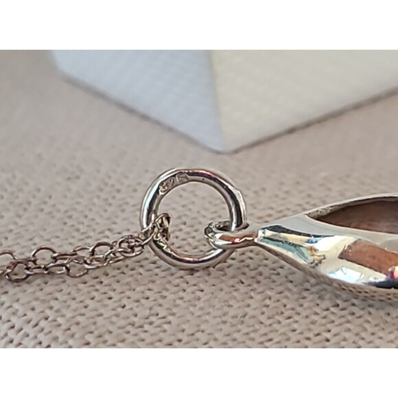 925 Sterling Silver Teardrop Pendant Necklace Vintage Thailand - Picture 5 of 10